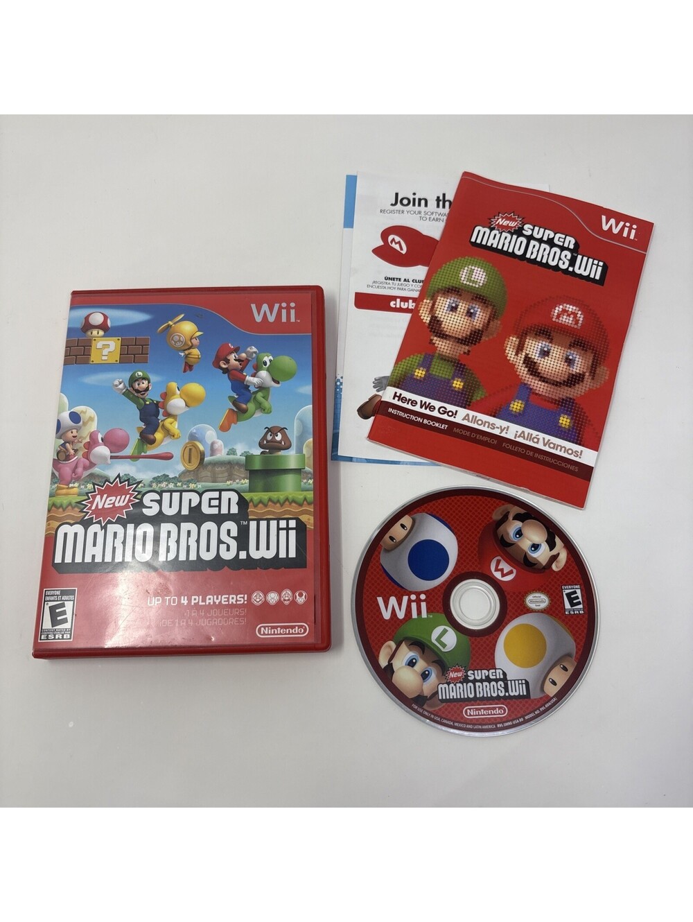 New Super Mario Bros. Wii (Nintendo Wii, 2009) CIB Case Manual Game Disc, VG